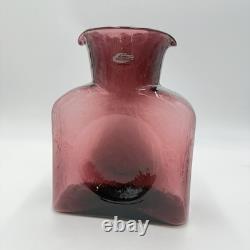 Vintage Blenko Art Glass 2003 Amethyst Double Spout Water Jug Carafe Pitcher