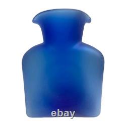 Vintage Blenko Frosted Cobalt Blue With Tint Of Purpple Water Jug 384F 8 RARE