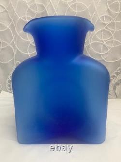Vintage Blenko Frosted Cobalt Blue With Tint Of Purpple Water Jug 384F 8 RARE