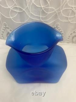 Vintage Blenko Frosted Cobalt Blue With Tint Of Purpple Water Jug 384F 8 RARE