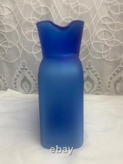 Vintage Blenko Frosted Cobalt Blue With Tint Of Purpple Water Jug 384F 8 RARE