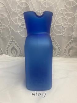 Vintage Blenko Frosted Cobalt Blue With Tint Of Purpple Water Jug 384F 8 RARE