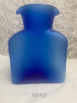 Vintage Blenko Frosted Cobalt Blue With Tint Of Purpple Water Jug 384F 8 RARE