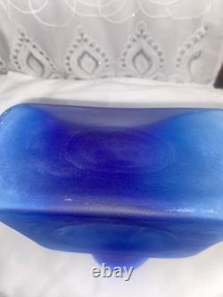 Vintage Blenko Frosted Cobalt Blue With Tint Of Purpple Water Jug 384F 8 RARE