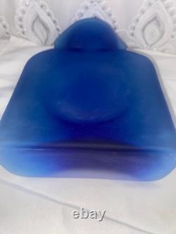 Vintage Blenko Frosted Cobalt Blue With Tint Of Purpple Water Jug 384F 8 RARE