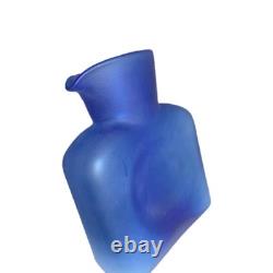 Vintage Blenko Frosted Cobalt Blue With Tint Of Purpple Water Jug 384F 8 RARE