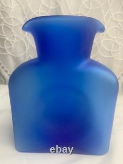 Vintage Blenko Frosted Cobalt Blue With Tint Of Purpple Water Jug 384F 8 RARE