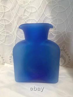 Vintage Blenko Frosted Cobalt Blue With Tint Of Purpple Water Jug 384F 8 RARE
