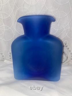 Vintage Blenko Frosted Cobalt Blue With Tint Of Purpple Water Jug 384F 8 RARE
