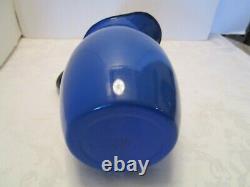 Vintage Blue Enamelware water Pitcher Jug Farmhouse withice lip Japan OTO 9 ½ T