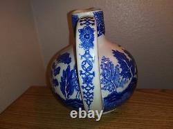 Vintage Blue Willow Pagoda Wine Water Jug Pitcher Carafe Decanter rare