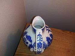 Vintage Blue Willow Pagoda Wine Water Jug Pitcher Carafe Decanter rare