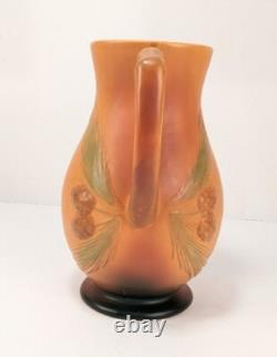 Vintage Brown Pinecone Pine Needles Pottery 10 PITCHER Water Jug Vase Decor