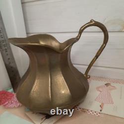 Vintage Copper Brass Jug Germany Metal Water Pitcher Tone Trumpet Dinnerware