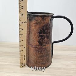Vintage Copper Pitcher Black Iron Handle Handmade Water Jug Rustic Farm Antique