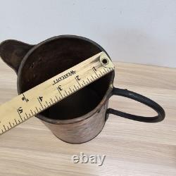 Vintage Copper Pitcher Black Iron Handle Handmade Water Jug Rustic Farm Antique