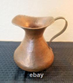 Vintage Copper Pitcher Hand Hammered Original Patina Copper Vase / Old Water Jug