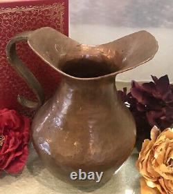 Vintage Copper Pitcher Hand Hammered Original Patina Copper Vase / Old Water Jug