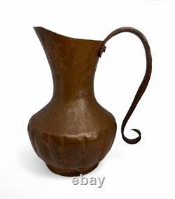 Vintage Copper Pitcher Hand Hammered Original Patina Copper Vase / Old Water Jug