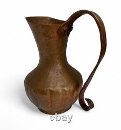 Vintage Copper Pitcher Hand Hammered Original Patina Copper Vase / Old Water Jug