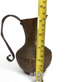 Vintage Copper Pitcher Hand Hammered Original Patina Copper Vase / Old Water Jug