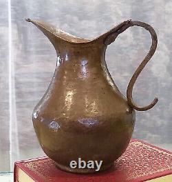 Vintage Copper Pitcher Hand Hammered Original Patina Copper Vase / Old Water Jug