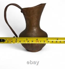 Vintage Copper Pitcher Hand Hammered Original Patina Copper Vase / Old Water Jug