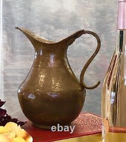 Vintage Copper Pitcher Hand Hammered Original Patina Copper Vase / Old Water Jug