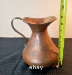 Vintage Copper Pitcher Hand Hammered Original Patina Copper Vase / Old Water Jug