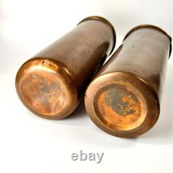 Vintage Copper Water Ewers Pitchers Jugs Lids Round Farmhouse Decor Lot of 2