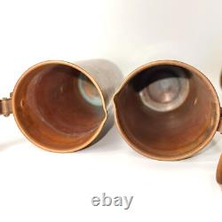 Vintage Copper Water Ewers Pitchers Jugs Lids Round Farmhouse Decor Lot of 2