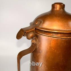 Vintage Copper Water Ewers Pitchers Jugs Lids Round Farmhouse Decor Lot of 2