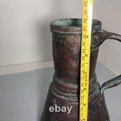 Vintage Copper Water Pitcher Patina Handle 9.5 Tall