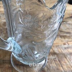 Vintage EAPG Deer Alert Clear Glass Water Pitcher Rare Antique Collectable