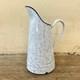 Vintage Enamel Pitcher Jug Water Marble Blue White 2809227
