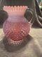 Vintage Fenton Hobnail Cranberry Opalescent Ball Water Pitcher Jug Glass