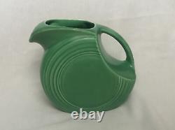 Vintage Fiesta Original Green Disc Water Pitcher Jug Fiestaware No Dimple handle