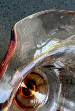 Vintage Fostoria Seville Amber Glass Etched Pitcher / Jug & 6 Water Goblets Set