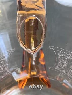 Vintage Fostoria Seville Amber Glass Etched Pitcher / Jug & 6 Water Goblets Set