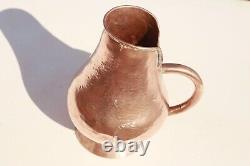 Vintage French Copper Pitcher Jug Hammered Rounded Rim Thick Walls 4.9lbs Gift