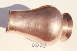 Vintage French Copper Pitcher Jug Hammered Rounded Rim Thick Walls 4.9lbs Gift