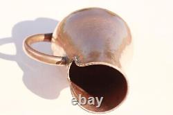 Vintage French Copper Pitcher Jug Hammered Rounded Rim Thick Walls 4.9lbs Gift