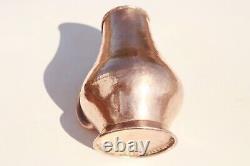 Vintage French Copper Pitcher Jug Hammered Rounded Rim Thick Walls 4.9lbs Gift