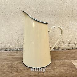 Vintage French Enamel pitcher jug water beige 2605222