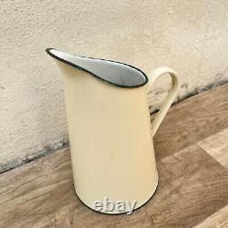 Vintage French Enamel pitcher jug water beige 2605222