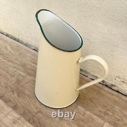 Vintage French Enamel pitcher jug water beige 2605222