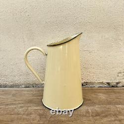Vintage French Enamel pitcher jug water beige 2605227