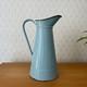 Vintage French Enamel Pitcher Jug Water Enameled Blue 1206255