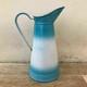 Vintage French Enamel Pitcher Jug Water Enameled Blue White 0802187