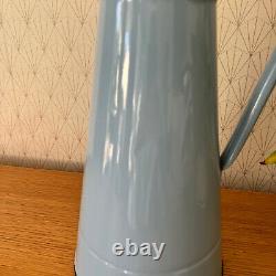 Vintage French Enamel pitcher jug water enameled grey blue NEW CONDITION 1506249